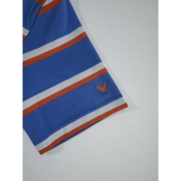 callaway mens opti dri golf polo large light Blue/Orange And White stripes - Picture 2 of 8